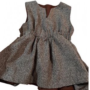 GIRLS BROWN WOOL TWEED JUMPER